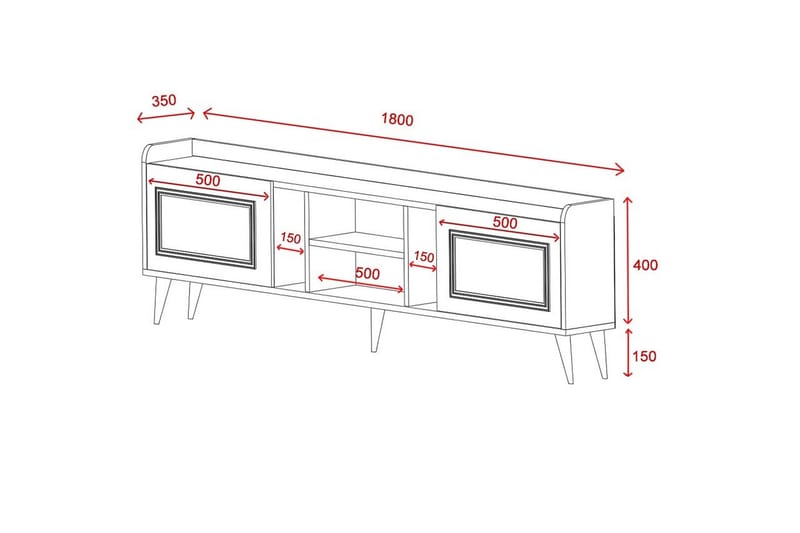 Alyasmin TV-møbelsett 180x27 cm Brun - Hanah Home - Møbler - Mediamøbel & tv møbel - TV-møbelsett