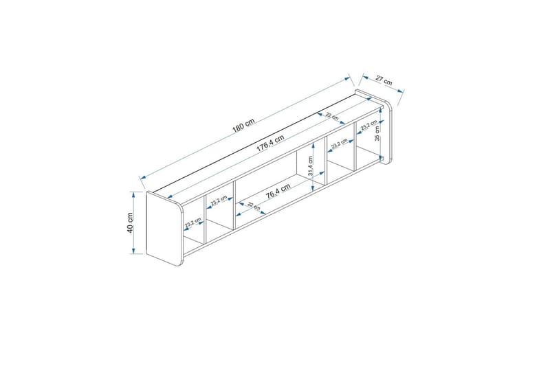 Alyasmin TV-møbelsett 180x27 cm Brun - Hanah Home - Møbler - Mediamøbel & tv møbel - TV-møbelsett
