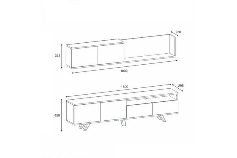 Mono TV-møbelsett 180x22 cm Brun/Svart - Hanah Home - Møbler - Mediamøbel & tv møbel - TV-møbelsett
