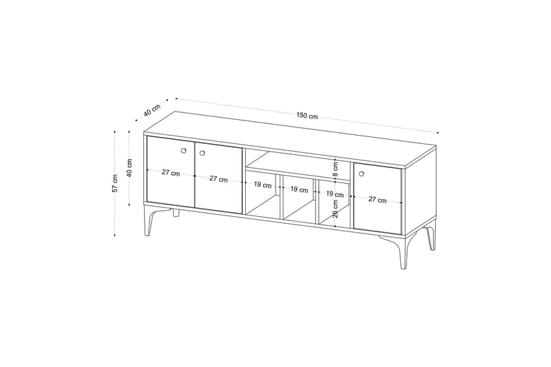 Luna TV-benk 150x40 cm Brun - Hanah Home - Møbler - Mediamøbel & tv møbel - TV-benk & mediabenk