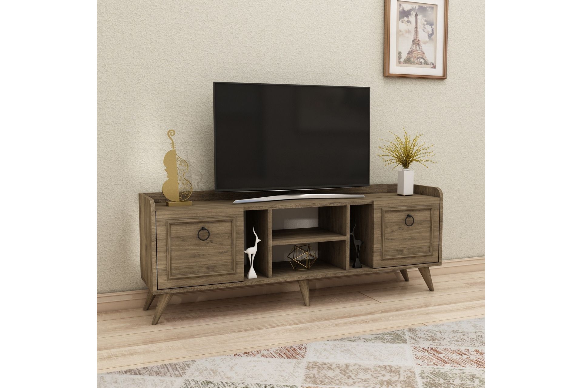 Irubhi TV-møbelsett 150x35 cm Brun - Hanah Home - Møbler - Mediamøbel & tv møbel - TV-møbelsett