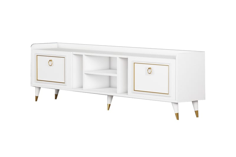 Rudy TV-Benk 180x35 cm Hvit/Gull - Hanah Home - Møbler - Mediamøbel & tv møbel - TV-benk & mediabenk