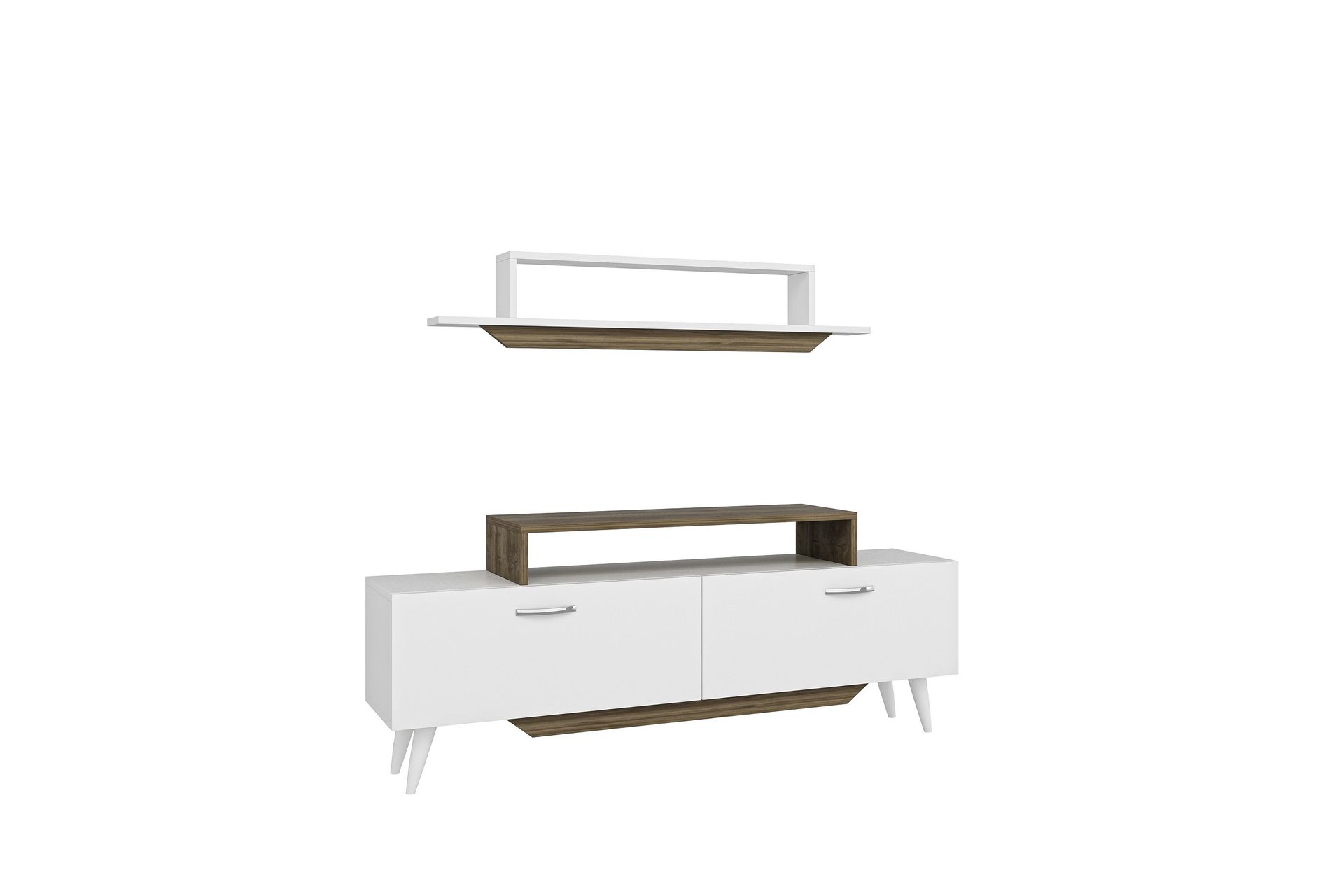 Fabrony TV-møbelsett 120x14,5 cm Hvit/Brun - Hanah Home - Møbler - Mediamøbel & tv møbel - TV-møbelsett