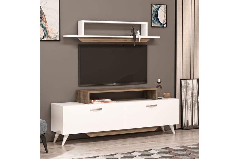Fabrony TV-møbelsett 120x14,5 cm Hvit/Brun - Hanah Home - Møbler - Mediamøbel & tv møbel - TV-møbelsett