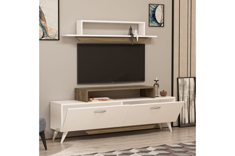 Fabrony TV-møbelsett 120x14,5 cm Hvit/Brun - Hanah Home - Møbler - Mediamøbel & tv møbel - TV-møbelsett