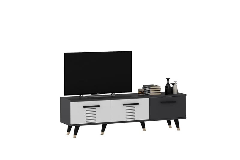 Asimo TV-benk 150x35 cm Svart/Hvit - Hanah Home - Møbler - Mediamøbel & tv møbel - TV-benk & mediabenk