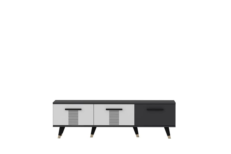 Asimo TV-benk 150x35 cm Svart/Hvit - Hanah Home - Møbler - Mediamøbel & tv møbel - TV-benk & mediabenk