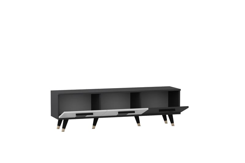 Asimo TV-benk 150x35 cm Svart/Hvit - Hanah Home - Møbler - Mediamøbel & tv møbel - TV-benk & mediabenk