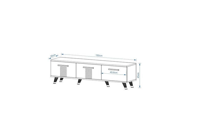 Asimo TV-benk 150x35 cm Svart/Hvit - Hanah Home - Møbler - Mediamøbel & tv møbel - TV-benk & mediabenk