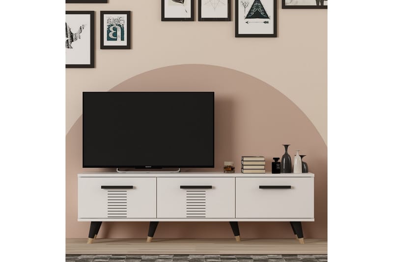 Asimo TV-benk 150x35 cm Hvit - Hanah Home - Møbler - Mediamøbel & tv møbel - TV-benk & mediabenk