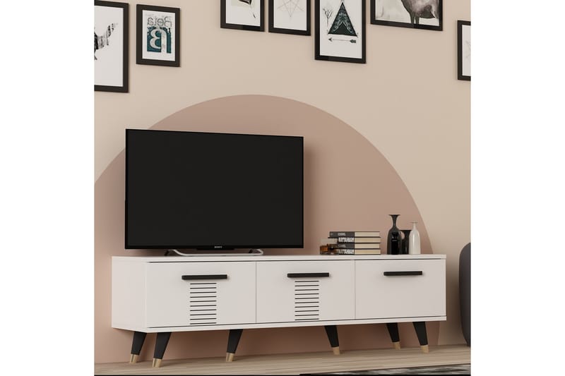 Asimo TV-benk 150x35 cm Hvit - Hanah Home - Møbler - Mediamøbel & tv møbel - TV-benk & mediabenk
