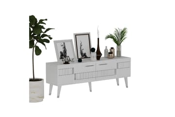 Moda TV-benk 150x35 cm Hvit/Sølv - Hanah Home - Møbler - Mediamøbel & tv møbel - TV-benk & mediabenk