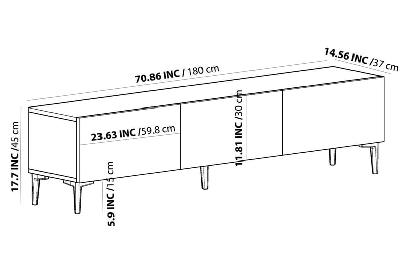Artemis TV-benk 180x37 cm Brun/Svart - Hanah Home - Møbler - Mediamøbel & tv møbel - TV-benk & mediabenk