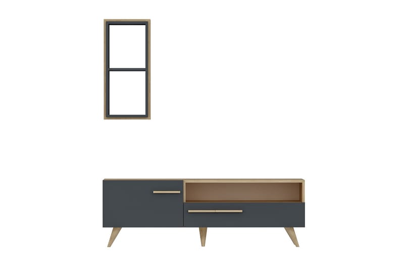 Zera TV-møbelsett 150x35 cm Brun/Svart - Hanah Home - Møbler - Mediamøbel & tv møbel - TV-møbelsett