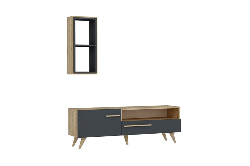 Zera TV-møbelsett 150x35 cm Brun/Svart - Hanah Home - Møbler - Mediamøbel & tv møbel - TV-møbelsett