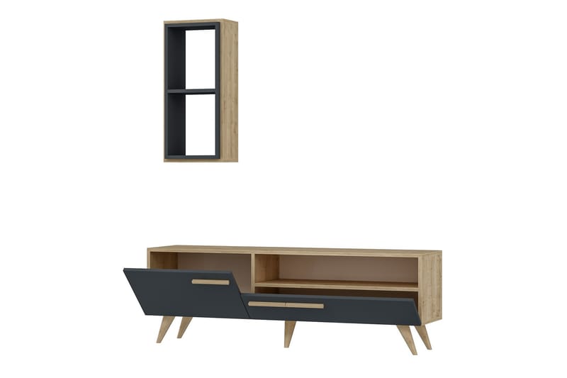 Zera TV-møbelsett 150x35 cm Brun/Svart - Hanah Home - Møbler - Mediamøbel & tv møbel - TV-møbelsett