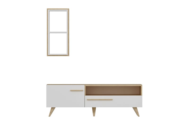 Zera TV-møbelsett 150x35 cm Brun/Hvit - Hanah Home - Møbler - Mediamøbel & tv møbel - TV-møbelsett