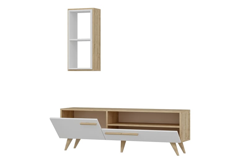 Zera TV-møbelsett 150x35 cm Brun/Hvit - Hanah Home - Møbler - Mediamøbel & tv møbel - TV-møbelsett