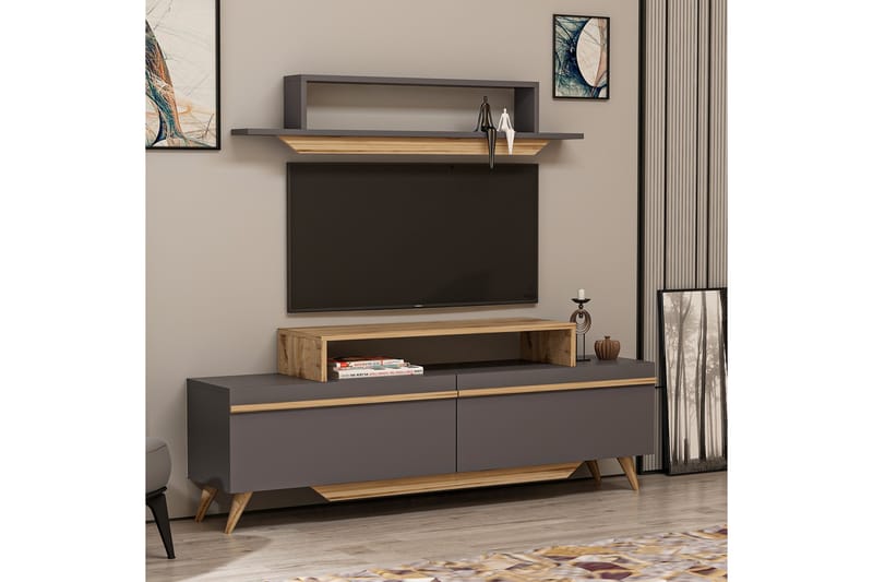 Fabrony TV-møbelsett 120x14,5 cm Brun/Svart - Hanah Home - Møbler - Mediamøbel & tv møbel - TV-møbelsett