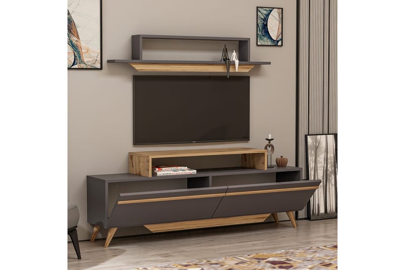 Fabrony TV-møbelsett 120x14,5 cm Brun/Svart - Hanah Home - Møbler - Mediamøbel & tv møbel - TV-møbelsett