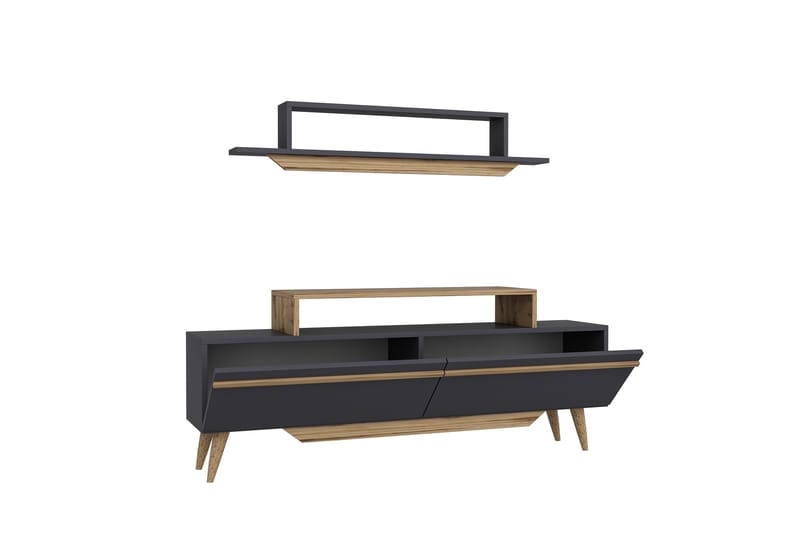 Fabrony TV-møbelsett 120x14,5 cm Brun/Svart - Hanah Home - Møbler - Mediamøbel & tv møbel - TV-møbelsett