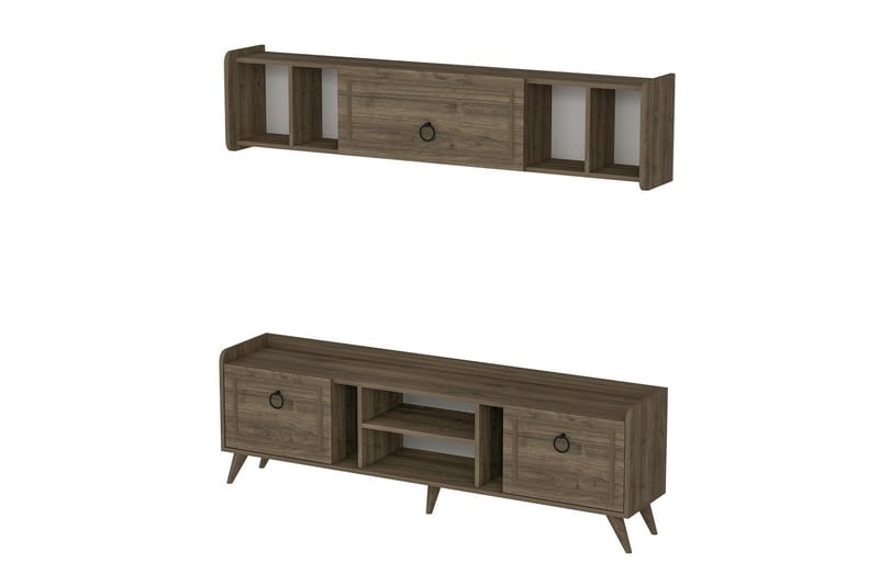 Alyasmin TV-møbelsett 180x27 cm Brun - Hanah Home - Møbler - Mediamøbel & tv møbel - TV-møbelsett