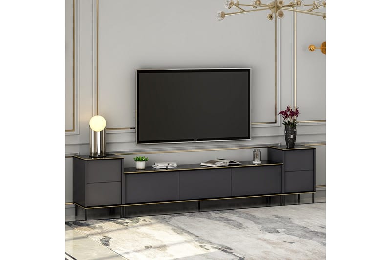 Imaj TV-møbelsett 180x35 cm Svart - Hanah Home - Møbler - Mediamøbel & tv møbel - TV-møbelsett