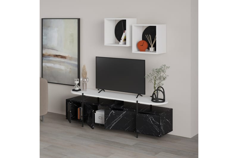 Hanley Tv-möbelset 160x35,6 cm Black/White - Møbler - Mediamøbel & tv møbel - TV-møbelsett