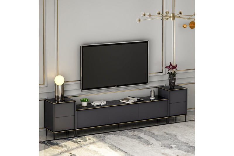 Imaj TV-møbelsett 180x35 cm Svart - Hanah Home - Møbler - Mediamøbel & tv møbel - TV-møbelsett