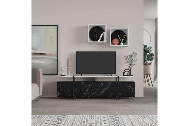 Hanley Tv-möbelset 160x35,6 cm Black/White - Møbler - Mediamøbel & tv møbel - TV-møbelsett