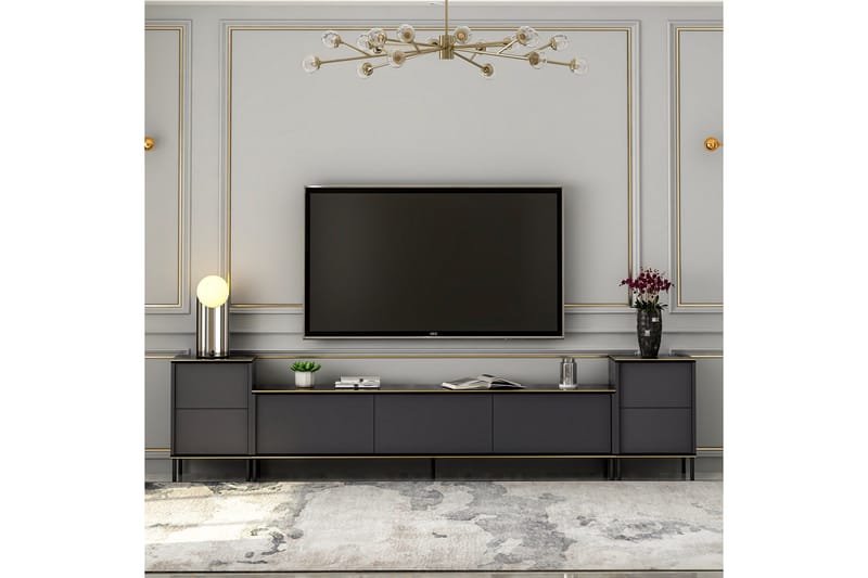 Imaj TV-møbelsett 180x35 cm Svart - Hanah Home - Møbler - Mediamøbel & tv møbel - TV-møbelsett