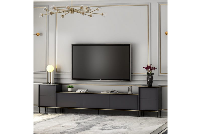 Imaj TV-møbelsett 180x35 cm Svart - Hanah Home - Møbler - Mediamøbel & tv møbel - TV-møbelsett