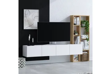 Pana TV-møbelsett 182x32 cm Hvit/Brun - Hanah Home - Møbler - Mediamøbel & tv møbel - TV-møbelsett