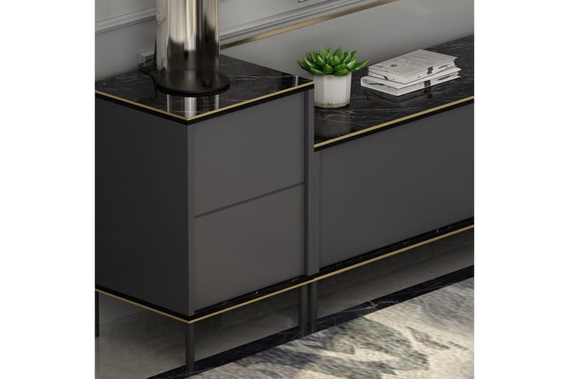 Imaj TV-møbelsett 180x35 cm Svart - Hanah Home - Møbler - Mediamøbel & tv møbel - TV-møbelsett