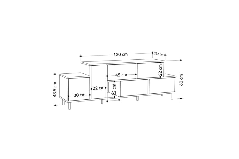 Hermes Tv-möbelset 171,2x35,6 cm Beige Brown/Black - Møbler - Mediamøbel & tv møbel - TV-benk & mediabenk