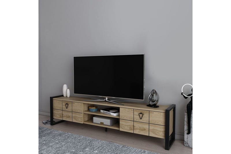 Abbas Gulvstående TV-benk 184 cm med Oppbevaring i Eik - Beige - Møbler - Mediamøbel & tv møbel - TV-benk & mediabenk
