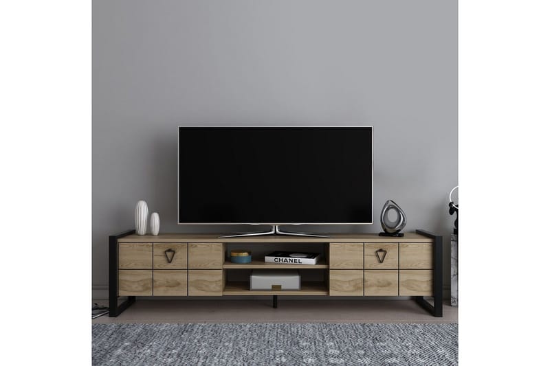 Abbas Gulvstående TV-benk 184 cm med Oppbevaring i Eik - Beige - Møbler - Mediamøbel & tv møbel - TV-benk & mediabenk