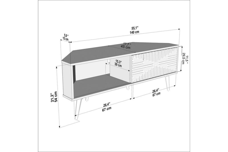 Abbas TV-benk 140 cm - Antrasitt/Hvit - Møbler - Mediamøbel & tv møbel - TV-benk & mediabenk
