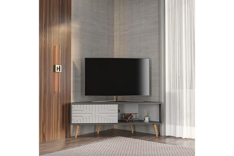 Abbas TV-benk 140 cm - Antrasitt/Hvit - Møbler - Mediamøbel & tv møbel - TV-benk & mediabenk