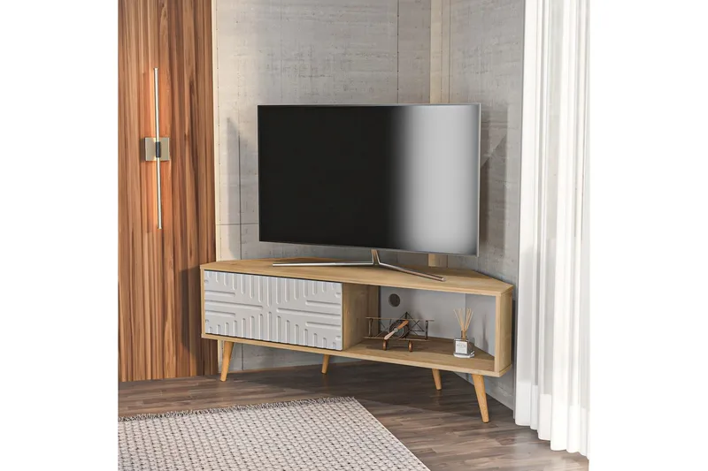 Abbas TV-benk 140 cm - Eik/Hvit - Møbler - Mediamøbel & tv møbel - TV-benk & mediabenk