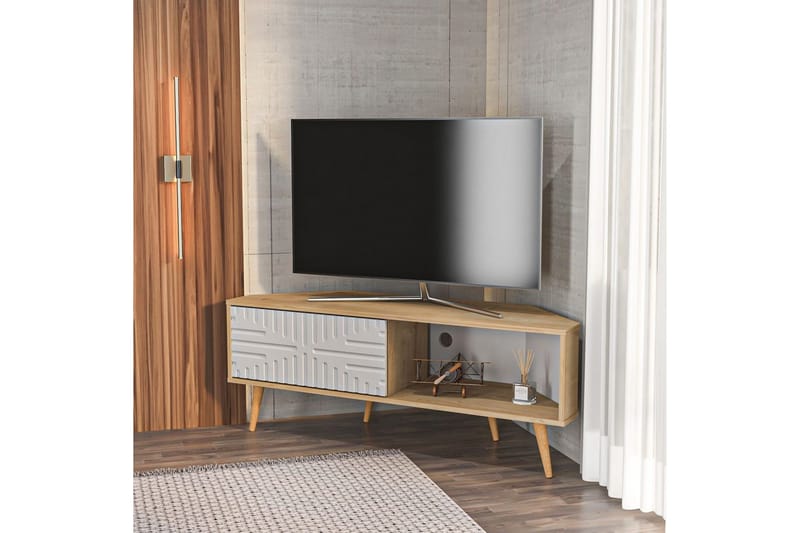 Abbas TV-benk 140 cm - Eik/Hvit - Møbler - Mediamøbel & tv møbel - TV-benk & mediabenk