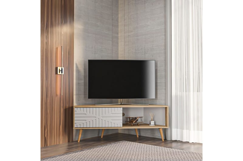 Abbas TV-benk 140 cm - Eik/Hvit - Møbler - Mediamøbel & tv møbel - TV-benk & mediabenk