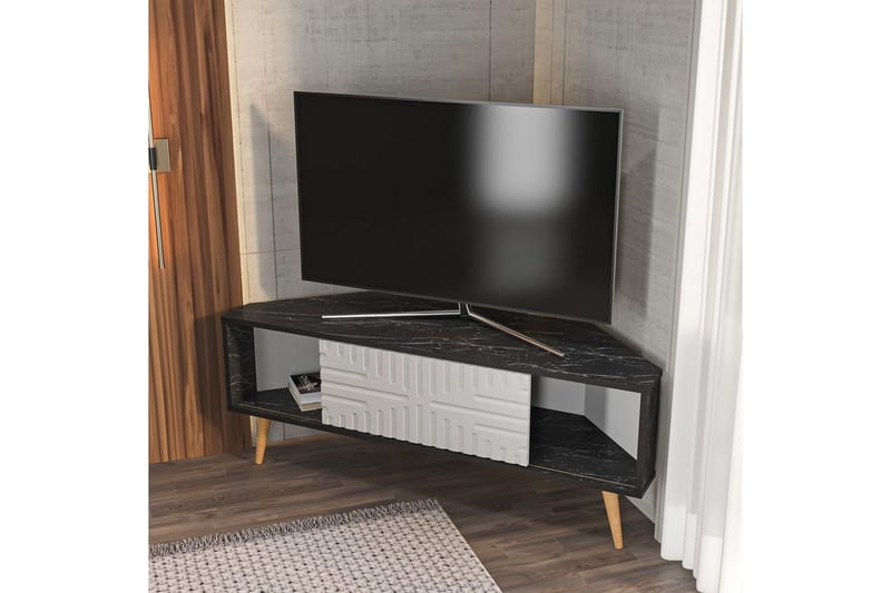 Abbas TV-benk 140 cm - Sort/Hvit - Møbler - Mediamøbel & tv møbel - TV-benk & mediabenk