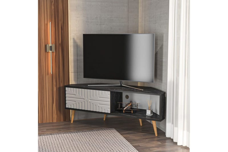 Abbas TV-benk 140 cm - Sort/Hvit - Møbler - Mediamøbel & tv møbel - TV-benk & mediabenk