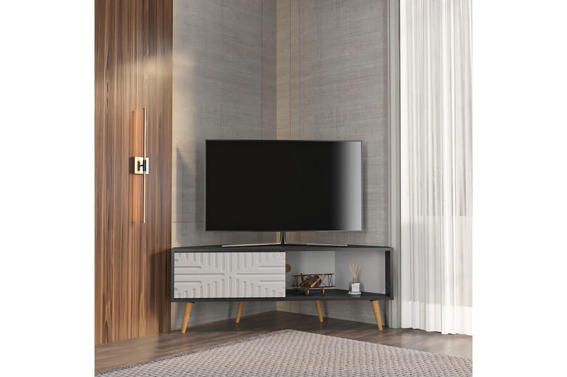 Abbas TV-benk 140 cm - Sort/Hvit - Møbler - Mediamøbel & tv møbel - TV-benk & mediabenk