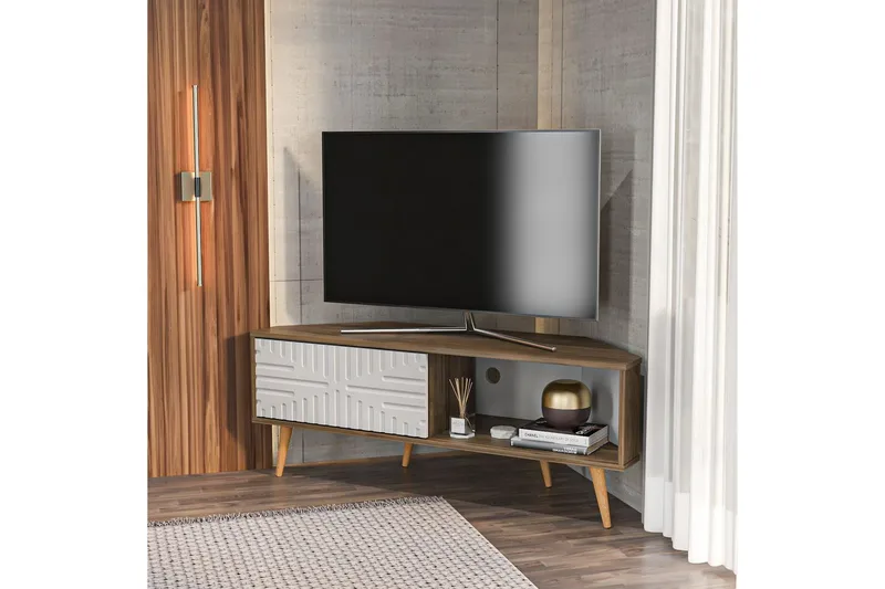 Abbas TV-benk 140 cm - Valnøtt/Hvit - Møbler - Mediamøbel & tv møbel - TV-benk & mediabenk