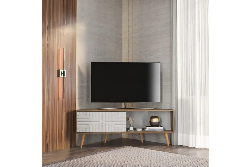 Abbas TV-benk 140 cm - Valnøtt/Hvit - Møbler - Mediamøbel & tv møbel - TV-benk & mediabenk