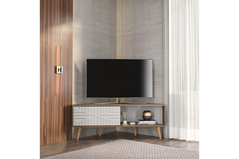 Abbas TV-benk 140 cm - Valnøtt/Hvit - Møbler - Mediamøbel & tv møbel - TV-benk & mediabenk