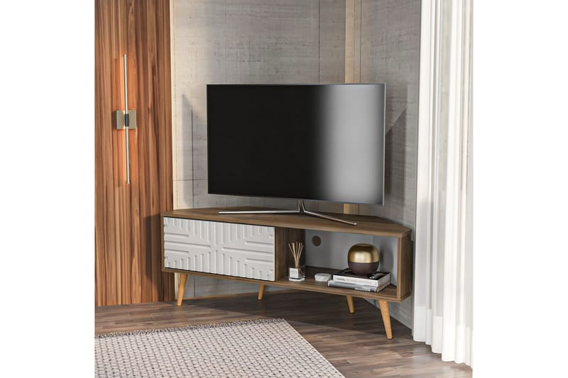 Abbas TV-benk 140 cm - Valnøtt/Hvit - Møbler - Mediamøbel & tv møbel - TV-benk & mediabenk