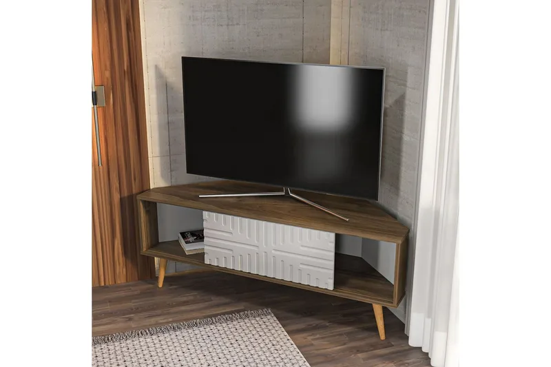 Abbas TV-benk 140 cm - Valnøtt/Hvit - Møbler - Mediamøbel & tv møbel - TV-benk & mediabenk